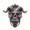 Skull Door Knocker Hell Devil Horn Skull Door Hanging Gothic Home Resin Decor Punk Satan Skull Sheep Head Wall Decor Pendant 240127