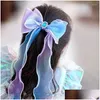 Hårtillbehör Colorf Chiffon Bow Pins For Girls Sweet Ribbon Hairpins Children Sweet Clips Women mode Drop Delivery Baby Kids Mat Otiwt