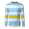 Herrtröjor mode tees toppar casual stripe tryckt klassisk långärmad o-hals skjortor blus camisa maskulina #40