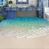 Aangepaste zelfklevende vloer muurschildering Po behang 3D zeewater Wave vloeren sticker badkamer dragen antislip waterdichte muur papers 240122