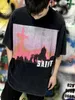 Męskie koszulki Saint Michael Cho Pink Planet Print Drukuj z krótkim rękawem