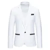 Beyaz Düğün Smokin Blazer Ceket Erkekler Marka Bir Düğme Çentikli Kazeli Günlük Takım Slim Fit Blazers XXXL 240201