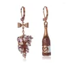 Boucles d'oreilles asymétriques pour femmes, bijoux élégants, asymétriques, en forme de cœur, de Rose, bouteille de Champagne, nœud papillon, goutte de raisin, bijoux incrustés de Zircon, 2024