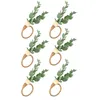 6 Pieces Eucalyptus Napkin Rings Handmade Wooden Beads Home Decor Faux Greenery Napkin Holders For WeddingsPartyEtc 240127
