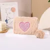 Wallets Women's Plush Heart Short Wallet Zipper Coin Money Bags Purse Pouch ID Holder Small Cute Clutch