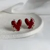 Boucles d'oreilles Sexy coeur rouge pour femmes fête Vintage émail huile cristal irrégulier amour à la mode déclaration bijoux Brincos