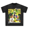 T-shirts pour hommes 2024 Designer américain Ronaldo imprimé T-shirt à manches courtes Vintage à manches longues à la mode et polyvalent col rond pur coton T-shirt pour hommes