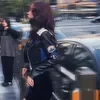 Amerikanische Farbabstimmung Mädchen Baseballuniform PU-Lederjacke Harajuku Goth kurze Motorradjacken für Damenbekleidung 240124