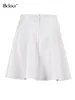 Saias Bclout Elegante Couro Branco Mulheres 2024 Inverno Escritório Senhora A-Linha Sexy Mini Moda Plissada Festa PU Saia Feminina