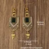 Boucles d'oreilles pendantes Vintage plaqué or, coquille carrée, goutte de pierre acrylique verte pour femmes, bijoux de fête de mariage bohème