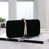 Evening Bags Autumn Winter Female's Retro Black Red Velvet Box Handbag Wedding Party Clutches Shoulder Bag For Women Small Purse