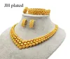 Nigeria Dubai Gold color jewelry sets African bridal wedding gifts party for women Bracelet Necklace earrings ring set collares Y24930537