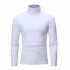 Automne hiver hommes thermique à manches longues rouleau col roulé t-shirt couleur unie hauts mâle mince basique Stretch t-shirt haut 240129