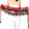 Scene Wear Women Belly Dance Belt Costumes Sequins Sexig höft Halva Thailand/Indien/Arab Tassels Chiffon Dancer kjol Tillbehör