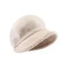 Casquettes de boule béret chapeau pour femmes hiver chapeaux octogonaux rétro couleur unie velours Sboy casquette femme garder au chaud Gorro seau