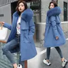 Winter jacket long coat Wool lined hooded jacket fur 2023 women's large collar thick warm snow padded coat oversized 240125