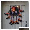 Inne świąteczne zapasy imprezy Halloween wieńce do drzwi wejściowych z pająkami wiszące ozdoby domowe weranda ścienne upuść deliv dhx9w