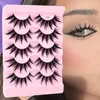 Falsche Wimpern, 5 Paar, thailändisch, nass, 3D-Faux-Nerz, handgefertigt, lange, flauschige Wimpern, dicke Wimpernverlängerung, Augen-Make-up-Tools