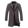 Single Breasted Lapel Long Coat Jacket Fashion Autumn Winter Casual Overcoat Plus Size Trench Mens Woolen Coats Solid Color 240118