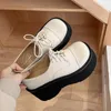 Dress Shoes Women Mary Janes Platform Wedges Spring 2024 Designer Lace-Up Casual Pumps Female Zapatos Para Mujeres