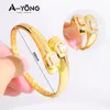 Necklace Earrings Set Zircon Golden Plated 21k Gold Dubai Copper Bangles Ring African Arab Personality Wedding Jewelry