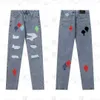 2024 New Fashion Hearts Herren Sanskrit Cross Jeans Designer Make Old Washed Ch Gerade Hosen Herz Brief Drucke Langer Stil Lila