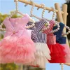 Dog Apparel Summer Stripe Suspender Mesh Skirt Fashion Pet Cake Dress Cute Clothes Cat Products Drop Delivery Home Garden Supplies Dhktm