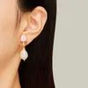 Boucles d'oreilles pendantes en argent sterling S925 avec pierres précieuses violettes et pendentif en perles, plaqué or 18 carats, accessoires de bijoux élégants à la mode