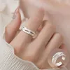 Anéis de cluster 925 prata esterlina geométrica anel aberto para mulheres menina multi camada escovada cruz design jóias festa presente gota