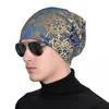 Berets Blue and Gold Mandala نمط متماسكة قبعة الصيد أغطية صيد الشمس شمس الرجل الفاخر للنساء.