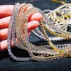 Biżuteria hip -hopu biżuteria Cubic Zirkonia lodowa łańcuch tenisowy lodowany 18 -karatowy naszyjnik Bling Pleated Bling dla kobiet za darmo niestandardowy laser 240201