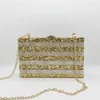Heiße verkaufende neue modische Abendtasche aus Acryl mit Goldpulver-Pailletten und Patchwork-Streifen, Handtasche, Kleidertasche 240207