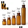 Flacon de parfum 1 ml 2 ml L 5 ml 10 ml Flacons à rouleaux ambrés Mini rouleau en verre pour huiles essentielles rechargeables par WB3248 Drop Delivery Hea Dh5D3