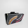 Hot Selling Fashion Rainbow Geometric Pattern Acrylic Dinner Bag Splicing Women's Handheld Dress Bag 240207