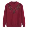 Pulls pour femmes Automne Hiver Vêtements Laine Pull tricoté Pull d'âge moyen Mères âgées Chemises à manches longues Femmes Pull Tops