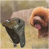 犬のアパレルコスチュームハット子犬のトラッパーパイロットキャップ冬の耳の穴の温かい茶色のフリースヘッドウェアドロップデリバリーホームガーデンペットサプリdhxz4