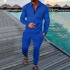 Autum Mens Polo Suit Solid Color Sports Men Set Mesh Printed Streetwear Long Hidees and Pants Hide Casual 240119