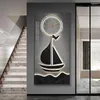 Wall Clocks Smooth Sailing Porch Decorative Painting Clock Living Room Corridor Hanging Advanced Sense Of Art