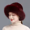 Bonnet/Crâne Casquettes Nouveau véritable réel naturel tricoté vison fourrure chapeau casquette de luxe femmes à la main tricot mode hiver chapeaux chaud réel renard fourrure bonnets YQ240207
