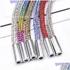 Outras artes e artesanato 2021 fl strass diy dstring calças corda boné cordas arco-íris cadarço bling cinto bowknot preguiçoso elástico shoela dhlbw