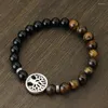 Charme pulseiras 2024 na moda mens árvore da vida pulseira bicolor sorte pedra braslet meditação cura braclet acessórios de mão para ele