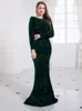 Women Modest Stretch Sequin Royal Blue Evening Prom Gown Party Long Sleeve Mermaid Formal Dinner Winter Dress Elegant 240130