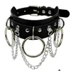 Jóias Voleaf Vintage Punk Goth Gargantilha Studded Rebite Pu Couro Colar Colar O Anel Cadeia Pescoço Cuff Com Spikes Gota Ajustável Dhbsk