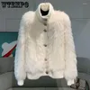 Women's Jackets WTEMPO Long Sleeve Stand Collar Faux Fox Fur Coat Women Winter Autumn Streetwear Loose Fashion Spliced Jacket Cardigan