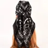 Lenços quadrados de seda mulheres 90/90cm cetim hijab cachecol muçulmano feminino chiffon xales e envoltório cabeça de cabelo lenço macio