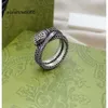 G Silver Double cucci Letter Snake Letter Ring Скульптура Дизайнерские мужские открытые регулируемые кольца в стиле панк Блестящие классические дизайнерские кольца