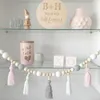 Stickers muraux Macarons en bois nordiques en bois perle gland coloré fille bébé perles suspendus rideau autocollant décoration de chambre d'enfants