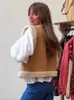 Rétro femmes peluche Gilet Gilet manches agneau laine Blouson Village Gilet vestes hiver O cou Chic cachemire dame manteau 240125