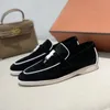 Loro designer marca de luxo alta qualidade casual mocassins sapatos femininos camurça couro plana andando mocasines sapato condução dos homens 240126