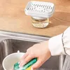 Kitchen Storage Sponge Liquid Dispenser Dish With Holder Transparent Glass Bottle Press To Dispense For Home